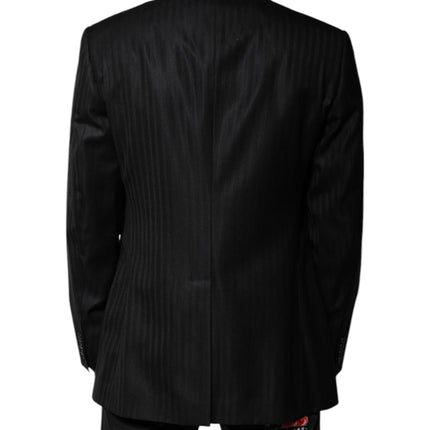 Dolce & Gabbana Black Stripe Wool Single Breasted Blazer