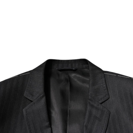 Dolce & Gabbana Black Stripe Wool Single Breasted Blazer