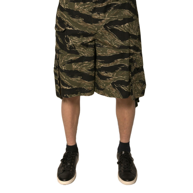 Dolce & Gabbana Black Gold Patterned Cotton Bermuda Shorts