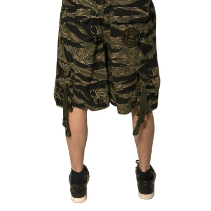 Dolce & Gabbana Black Gold Patterned Cotton Bermuda Shorts