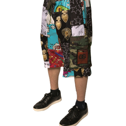 Dolce & Gabbana Multicolor Patchwork Cargo Bermuda Shorts