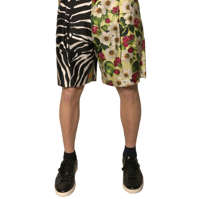 Dolce & Gabbana Multicolor Patchwork Silk Men Chino Shorts