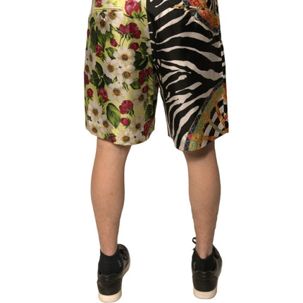 Dolce & Gabbana Multicolor Patchwork Silk Men Chino Shorts