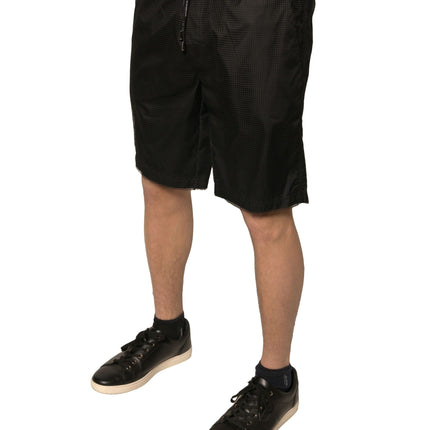 Dolce & Gabbana Black Polyester Jersey Mid Waist Shorts