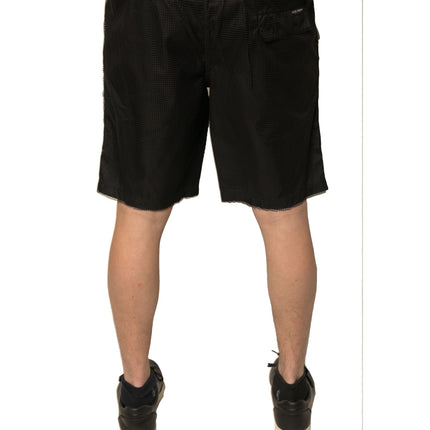 Dolce & Gabbana Black Polyester Jersey Mid Waist Shorts