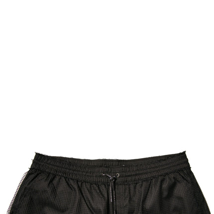Dolce & Gabbana Black Polyester Jersey Mid Waist Shorts