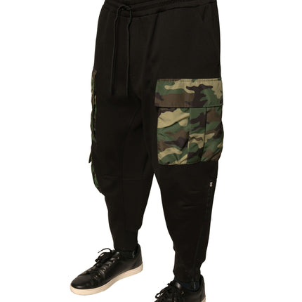 Dolce & Gabbana Black Camouflage Cotton Jogger Cargo Pants
