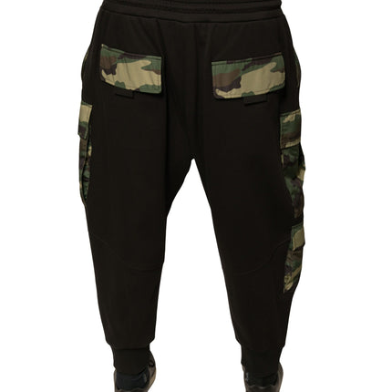 Dolce & Gabbana Black Camouflage Cotton Jogger Cargo Pants