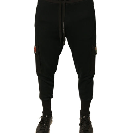 Dolce & Gabbana Black Cotton Jogger Cargo Sweatpants Pants