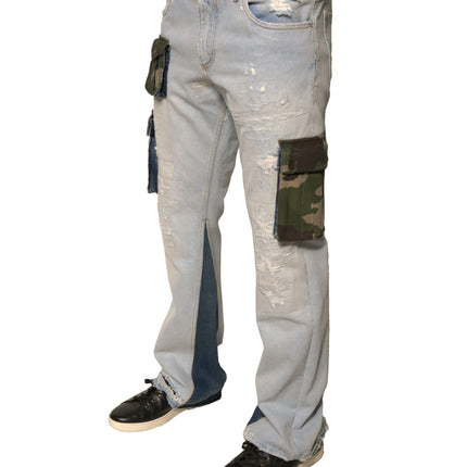 Dolce & Gabbana Light Blue Cotton Cargo Straight Denim Jeans