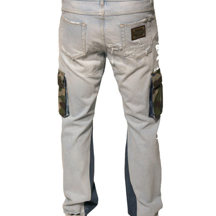 Dolce & Gabbana Light Blue Cotton Cargo Straight Denim Jeans