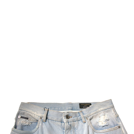 Dolce & Gabbana Light Blue Cotton Cargo Straight Denim Jeans