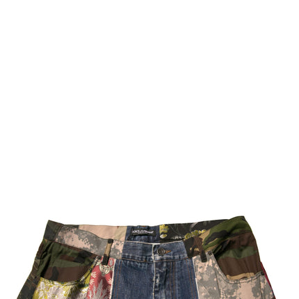 Dolce & Gabbana Blue Patchwork Cotton Straight Denim Jeans
