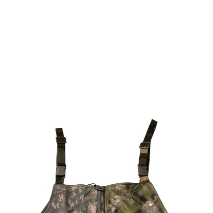 Dolce & Gabbana Multicolor Patchwork Camouflage Overall Pants