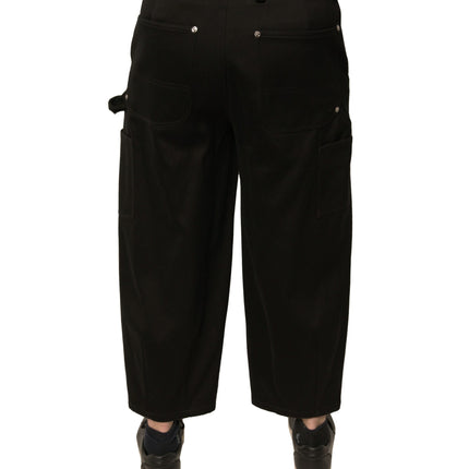 Dolce & Gabbana Black Cotton Mid Waist Cropped Pants