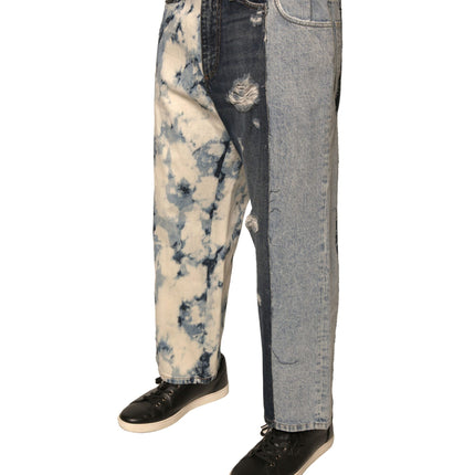 Dolce & Gabbana Multicolor Patchwork Cotton Straight Men Denim Jeans