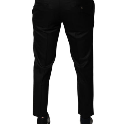 Dolce & Gabbana Black Wool Tapered Formal Dress Pants