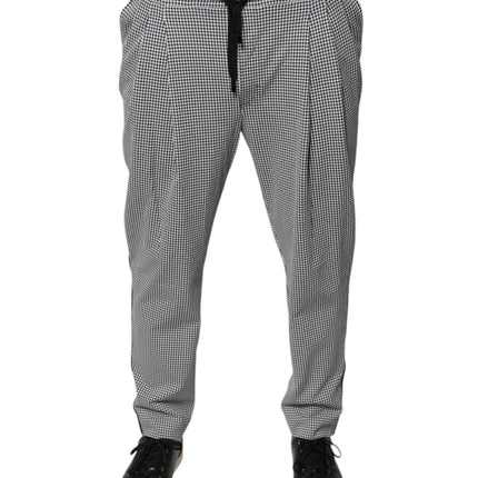 Dolce & Gabbana Black White Houndstooth Skinny Dress Pants