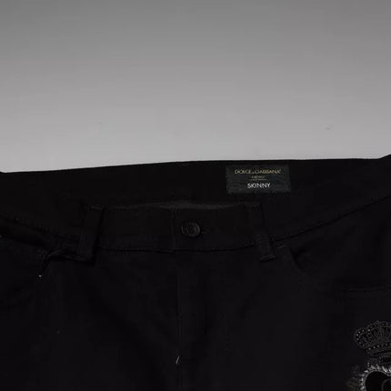 Dolce & Gabbana Black DG Crown Logo Cotton Skinny Denim Jeans