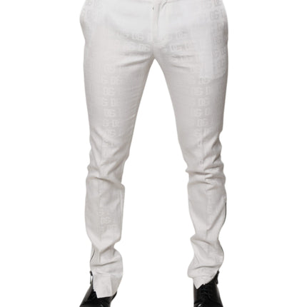 Dolce & Gabbana White Cotton Tapered Formal Dress Pants