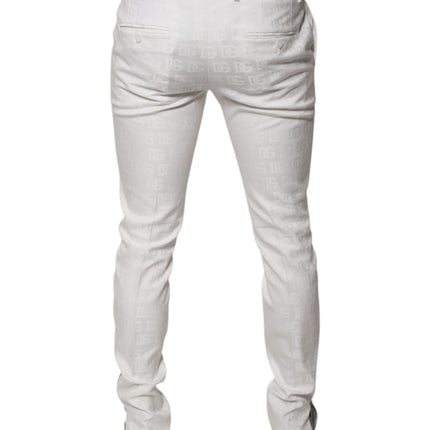 Dolce & Gabbana White Cotton Tapered Formal Dress Pants