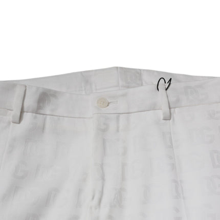 Dolce & Gabbana White Cotton Tapered Formal Dress Pants