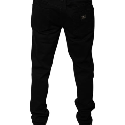 Dolce & Gabbana Black Logo Cotton Stretch Skinny Denim Jeans