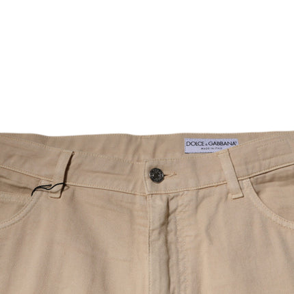Dolce & Gabbana Beige Cotton Mid Waist Skinny Denim Jeans