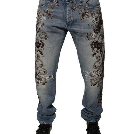 Dolce & Gabbana Light Blue Embroidered Skinny Denim Jeans