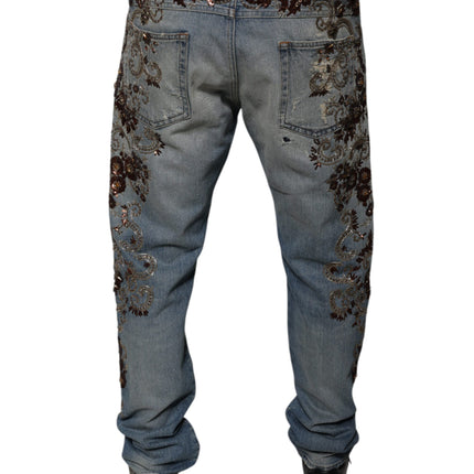 Dolce & Gabbana Light Blue Embroidered Skinny Denim Jeans