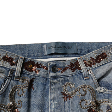 Dolce & Gabbana Light Blue Embroidered Skinny Denim Jeans