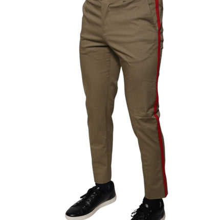 Dolce & Gabbana Brown Logo Men Casual Tapered Pants
