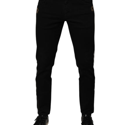 Dolce & Gabbana Black Crown White Lining Skinny Denim Jeans
