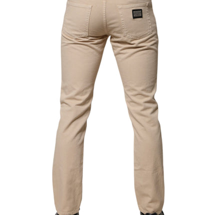 Dolce & Gabbana Beige Cotton Stretch Regular Men Denim Jeans