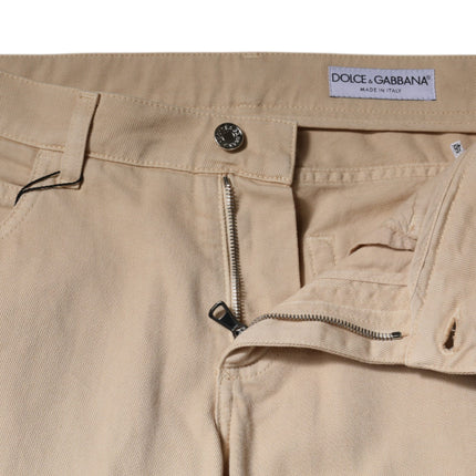 Dolce & Gabbana Beige Cotton Stretch Regular Men Denim Jeans