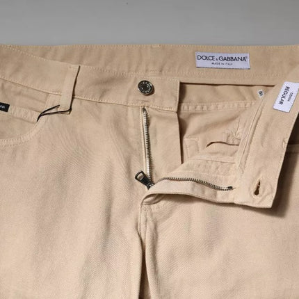 Dolce & Gabbana Beige Cotton Stretch Regular Men Denim Jeans
