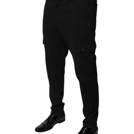 Dolce & Gabbana Black Viscose Cargo Men Casual Pants