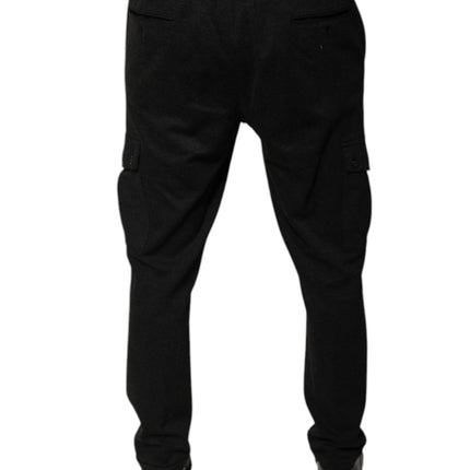 Dolce & Gabbana Black Viscose Cargo Men Casual Pants
