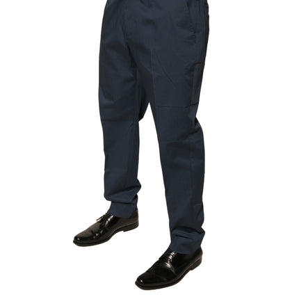 Dolce & Gabbana Dark Blue Cotton Stretch Skinny Men Dress Pants