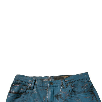 Dolce & Gabbana Blue Logo Cotton Stretch Skinny Denim Jeans
