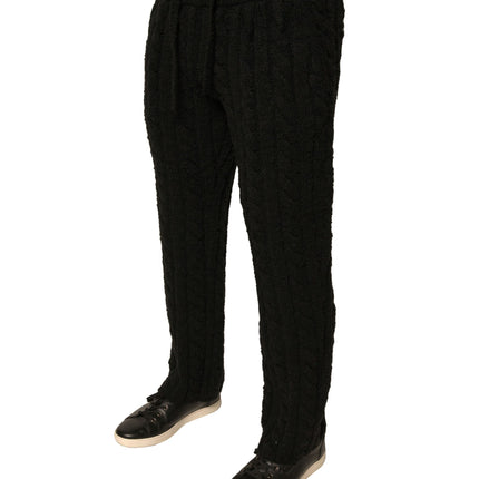 Dolce & Gabbana Black Wool Knitted Skinny Pants