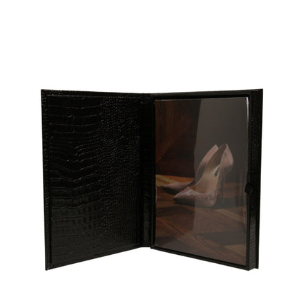 Dolce & Gabbana Elegant Black Leather Logo Plaque Holder Catalogue Case
