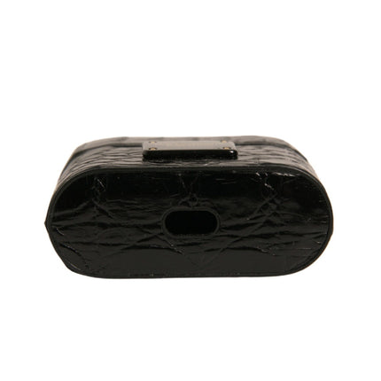 Dolce & Gabbana Black Leather Metal Logo Plaque Holder Airpods Case