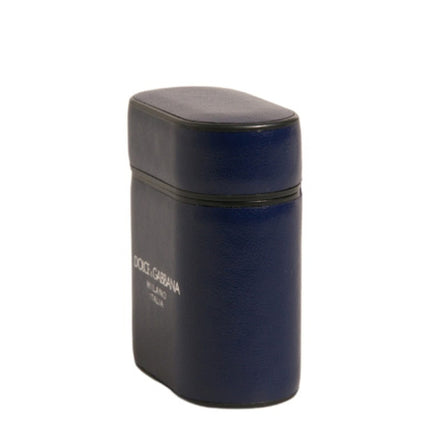 Dolce & Gabbana Blue Leather Logo Print Flip Holder Airpods Case