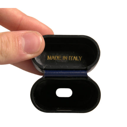 Dolce & Gabbana Blue Leather Logo Print Flip Holder Airpods Case