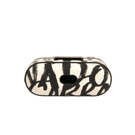 Dolce & Gabbana Black White Leather Scribble Embossed Logo Airpods Case