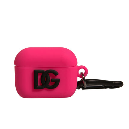 Dolce & Gabbana Pink Silicone Rubber Logo Embossed Airpods Case