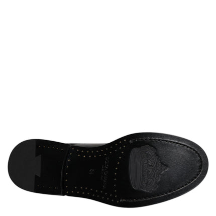 Dolce & Gabbana Black Patent Leather Derby Lace Up Formal Dress Shoes