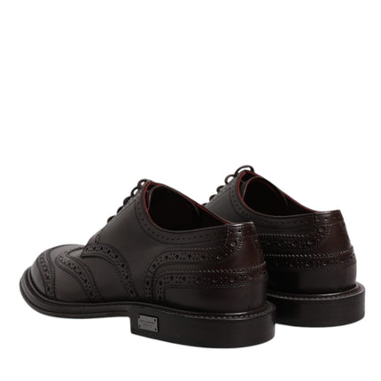 Dolce & Gabbana Brown Leather Derby Wingtip Lace Up Formal Dress Shoes