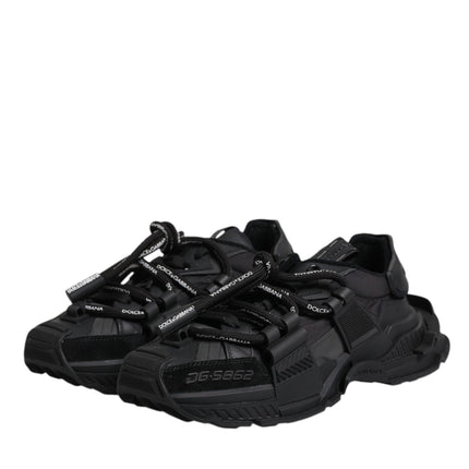 Dolce & Gabbana Black Low Top Space Lace Up Sneakers Shoes